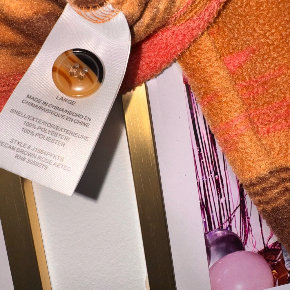 Thread & Supply Orange and Brown Patterned Teddy Jacket - Picture 4 of 5